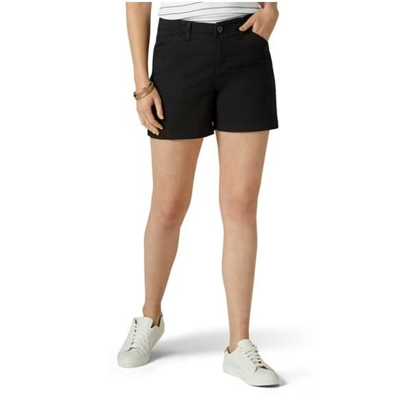 Lee Chino Short WMNS 26W(2) Unionall Black Mid Rise Ultra Soft Waistband Stretch - Picture 2 of 11
